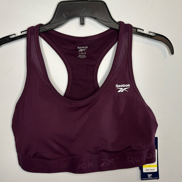 Reebok Sports Bra‎ Purple Medium Support in Size L  NWT - Picture 2 of 13